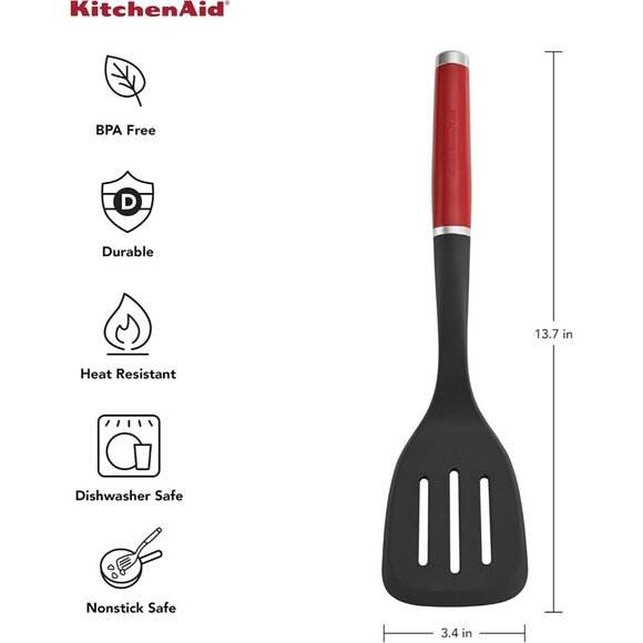 KitchenAid Red Classic Nylon Slotted Turner 13.66-Inch Aqua Sky - Picture 9 of 11